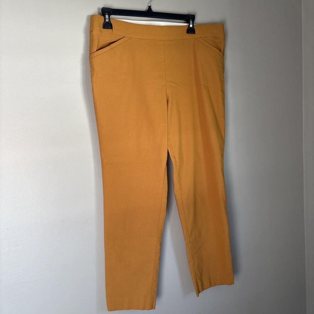 Counterparts pull on pants ankle length stretch front pockets slits on hem Sz 14